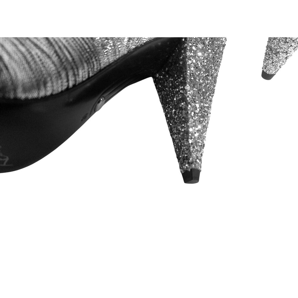 Stella Luna Disco Glam Silver Pleated & Black Pumps with Glitter Heel Size 38 - Picture 12 of 13